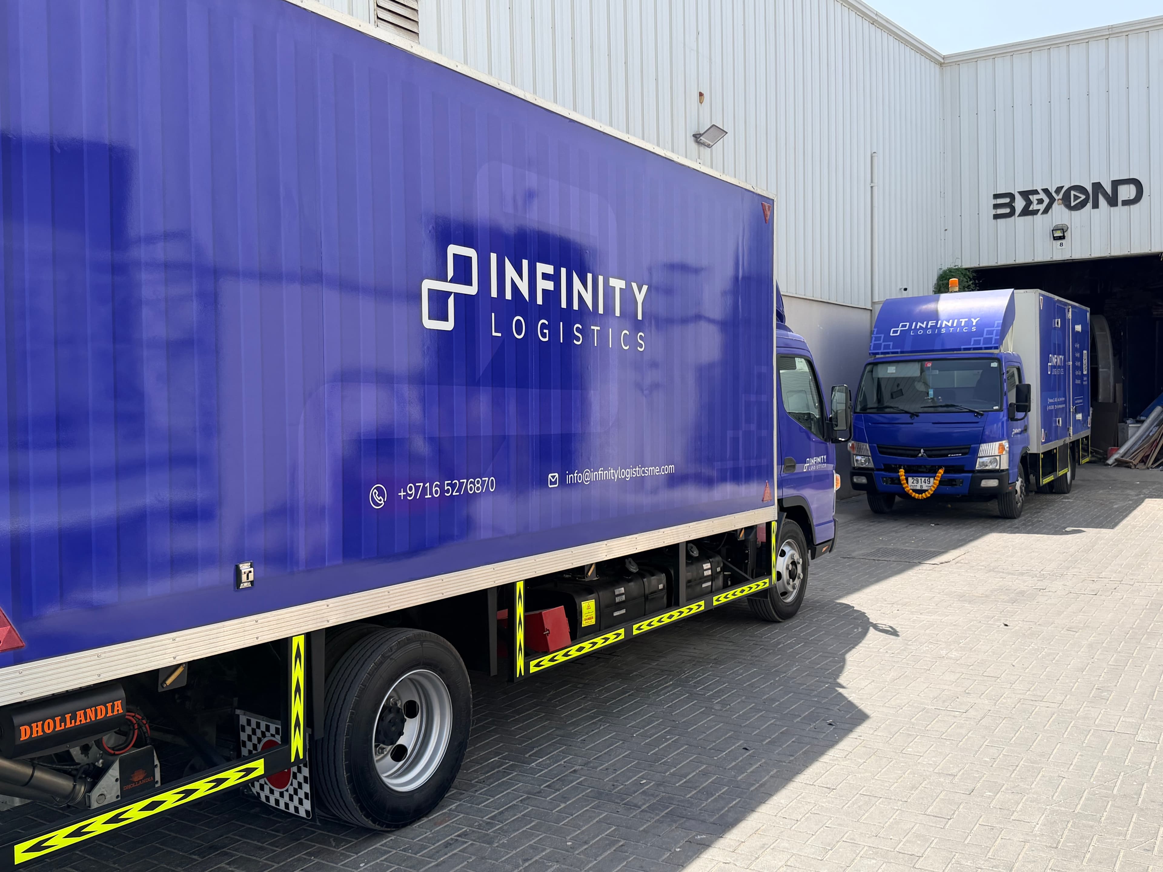 Infinity Logistics branded truck close-up