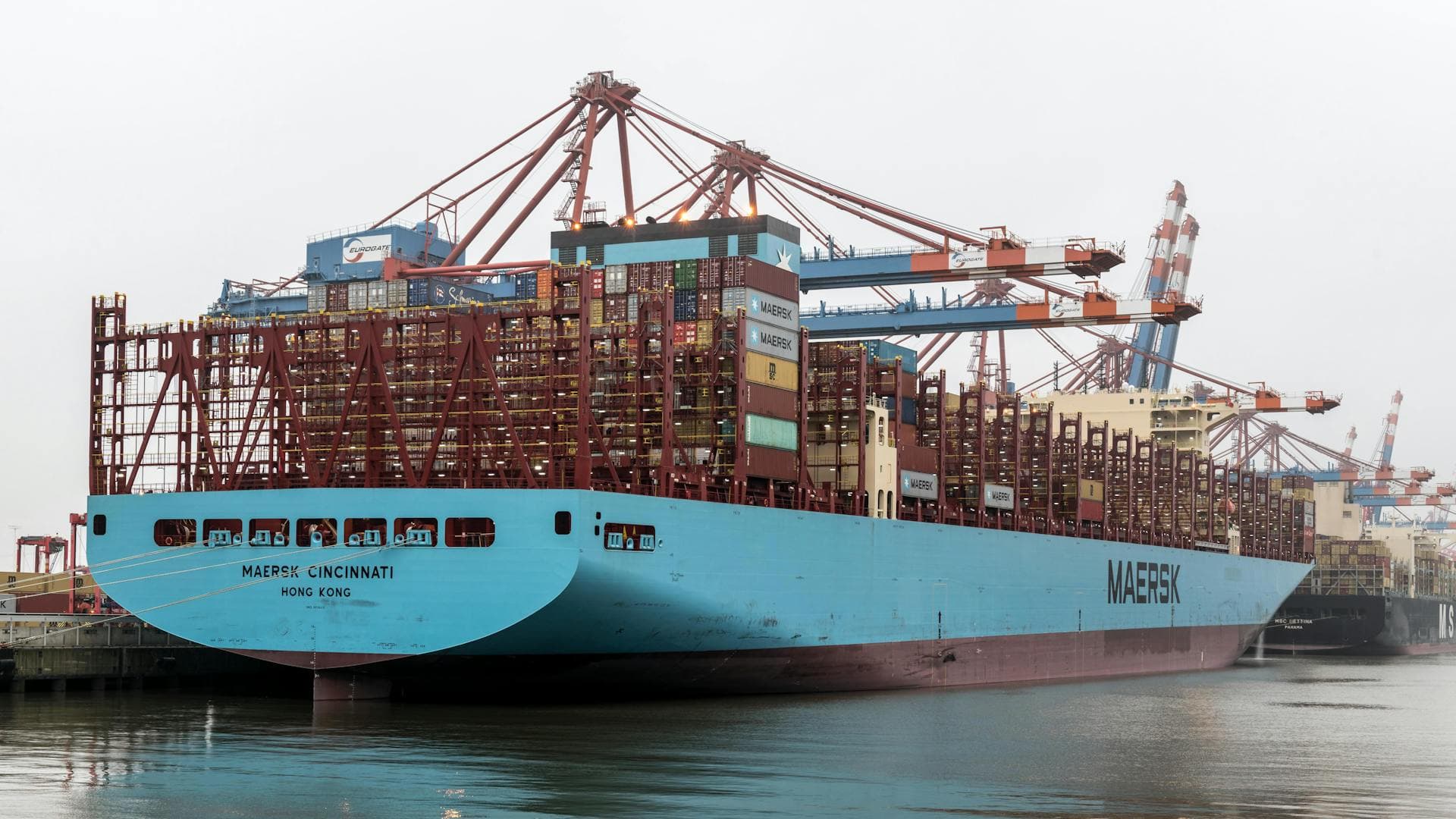 Maersk container ship at port — Infinity Logistics freight forwarding scale and trust